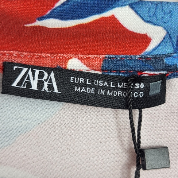 Zara Women's Floral Print Button Front Tie Waist Long Sleeve Midi Dress Large - Picture 8 of 12